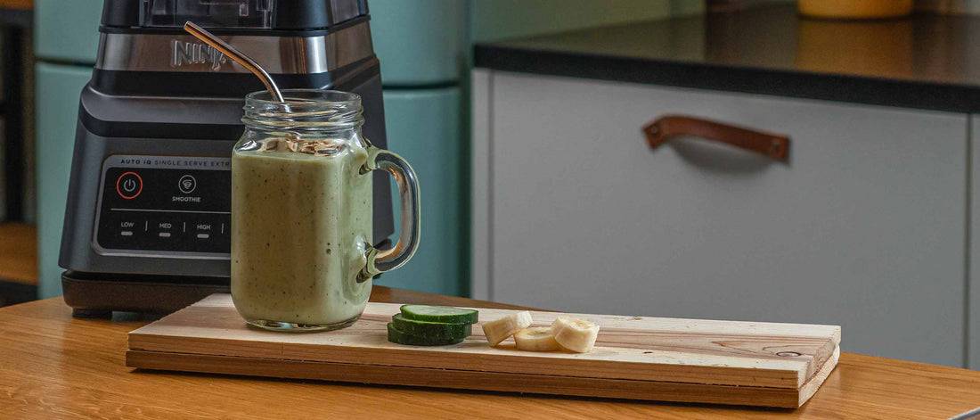 Zucchini bread smoothie with cucumbers and bananas